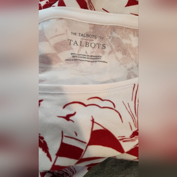 Women's Talbots Red and White Shirt, Large - Picture 7 of 7